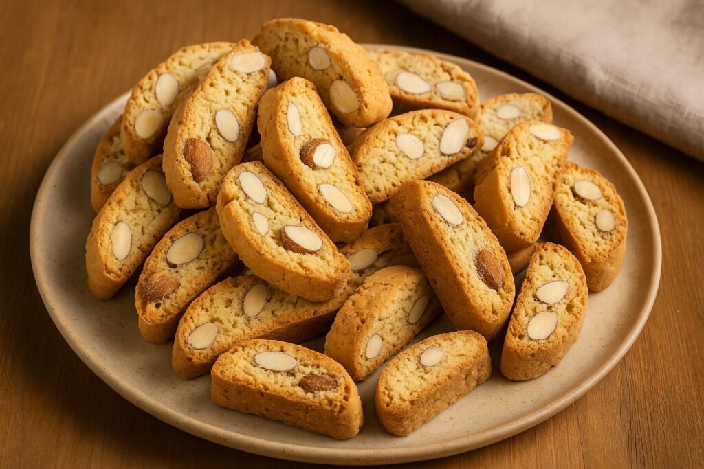 Cantucci toscani alle mandorle appena tagliati