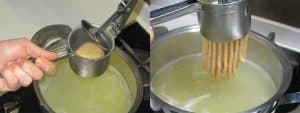 Impasto passato e cottura dei passateli in brodo