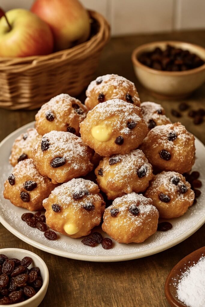 frittelle di mele gourmet con crema pasticcera e uvetta