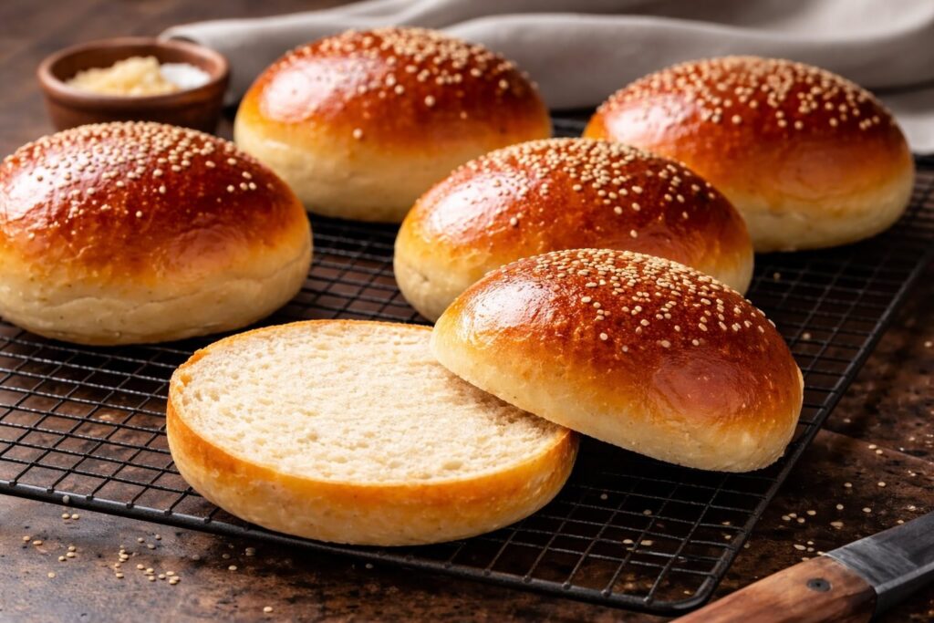 Bun per hamburger fatto bene con mollica soffice ed elastica, ideale per panino gourmet