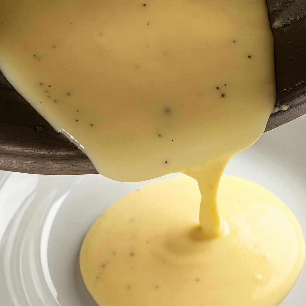 Fonduta di Parmigiano vellutata versata nel piatto