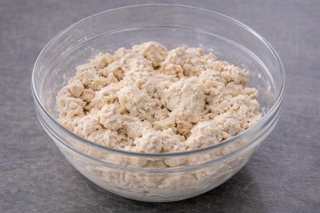 Biga grezza e spezzata per rosette, pre impasto solido con farina e acqua non impastato